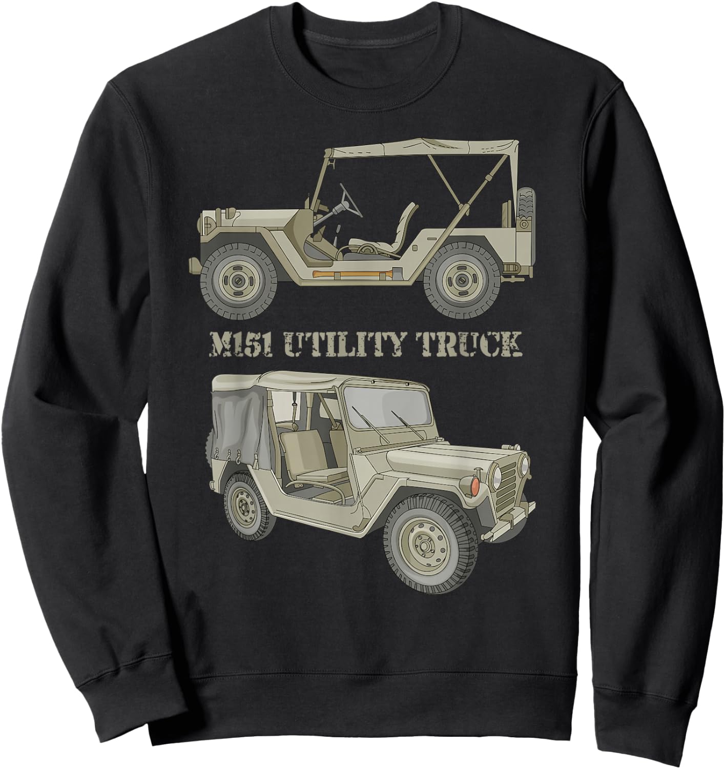 M151 Military 4 x 4 Utility Truck Diagram Sweatshirt - Sweatshirt | Black
