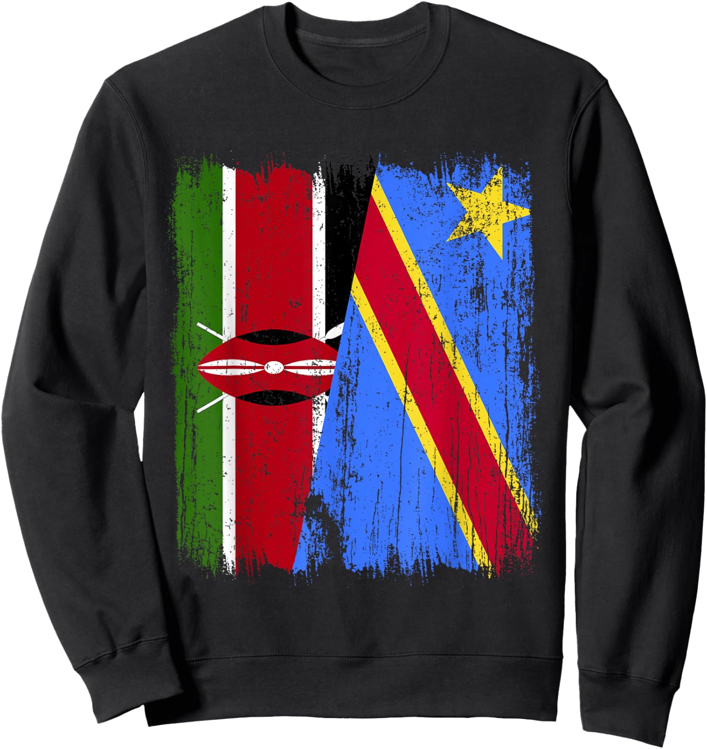 Kenya Congo Half Flag Kenyan Congolese Pride Jersey Sweatshirt - Sweatshirt | Black