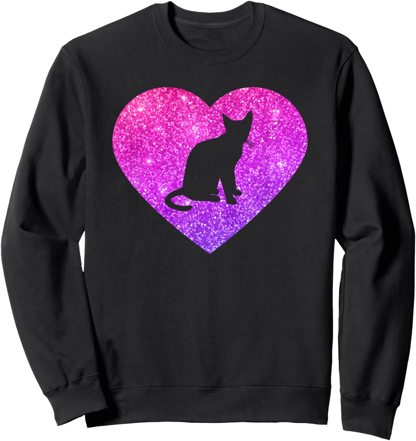 Cat Heart Gift Girls Teenagers and Women Sweatshirt - Sweatshirt | Black
