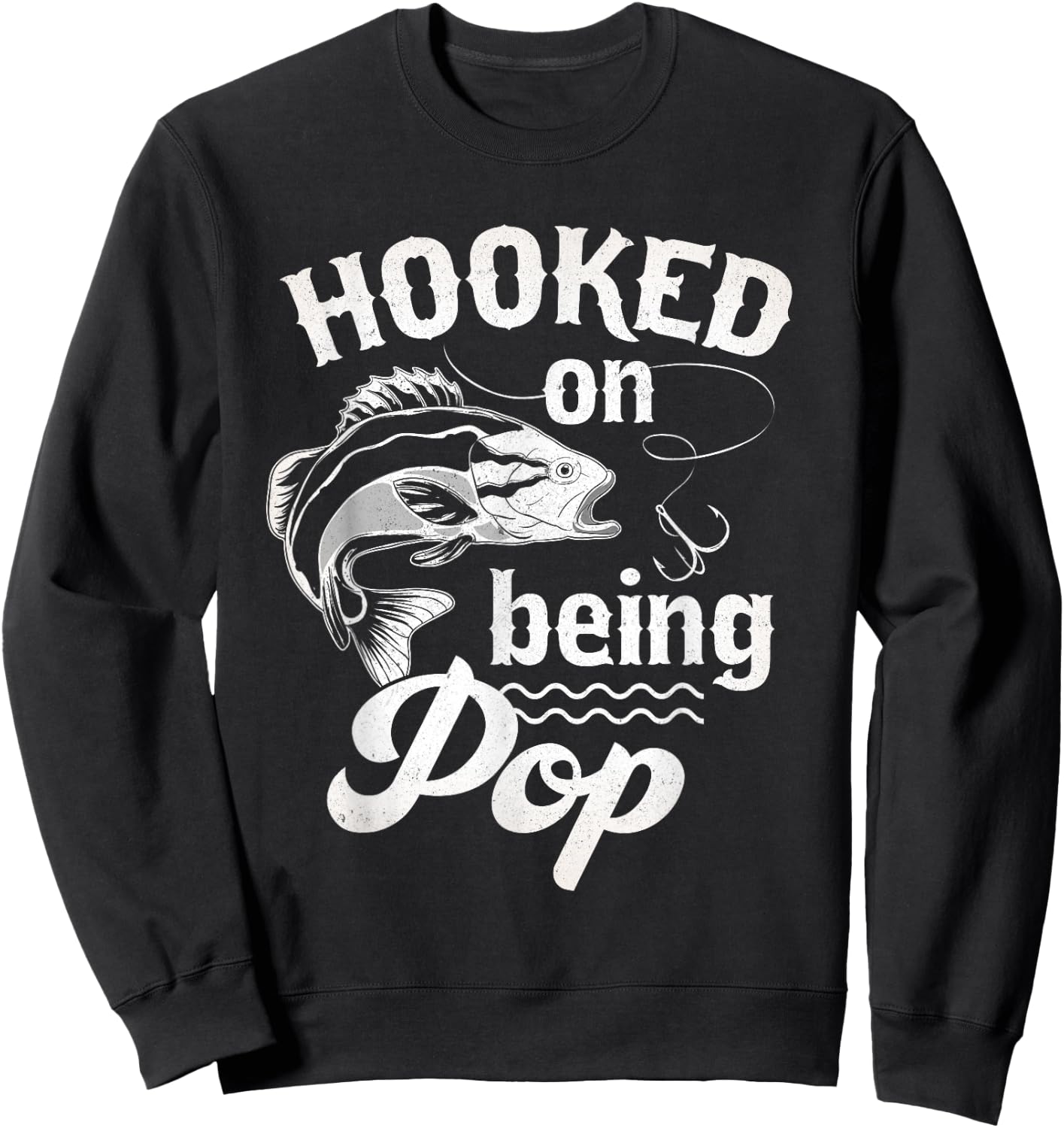 Vintage Fishing Pop Gifts For Father's Day Fisherman Men Sweatshirt - Sweatshirt | Black