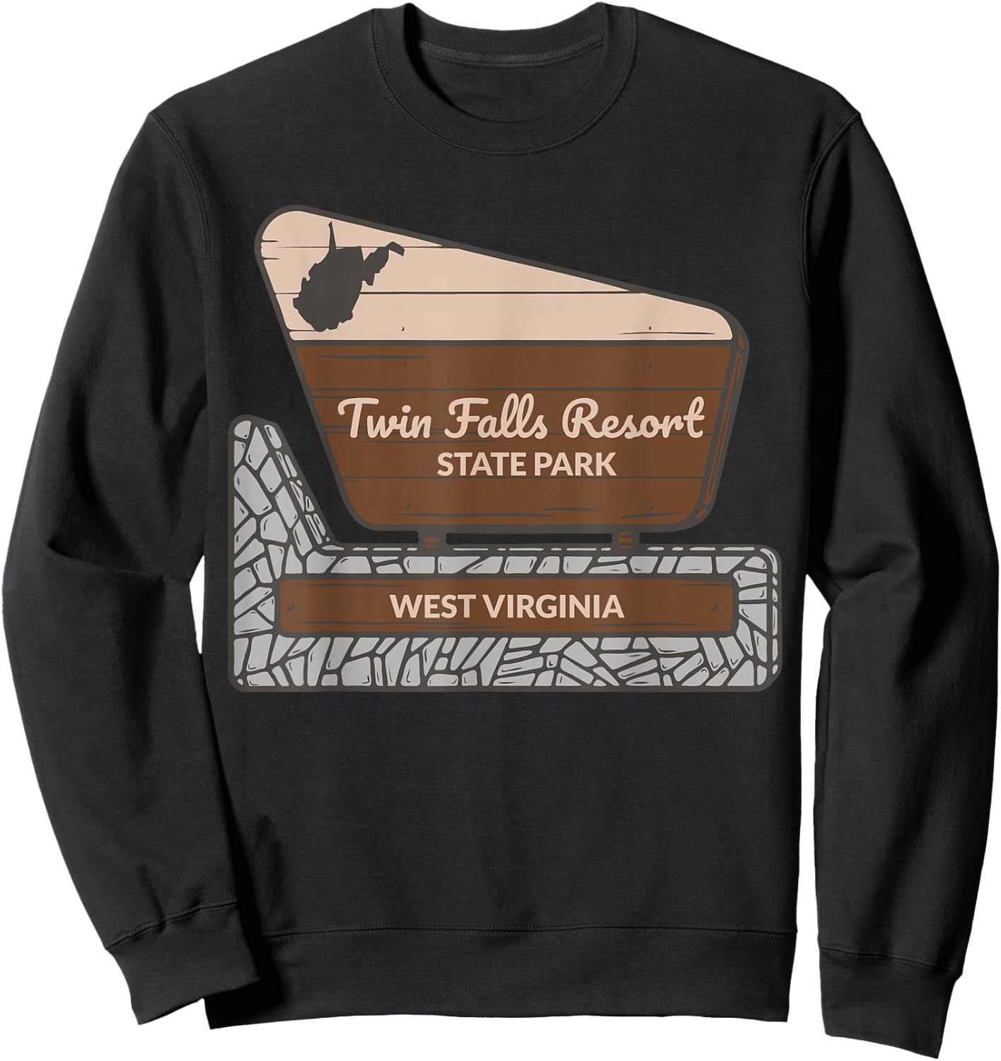 Twin Falls Resort State Park West Virginia Welcome Souvenir Sweatshirt - Sweatshirt | Black