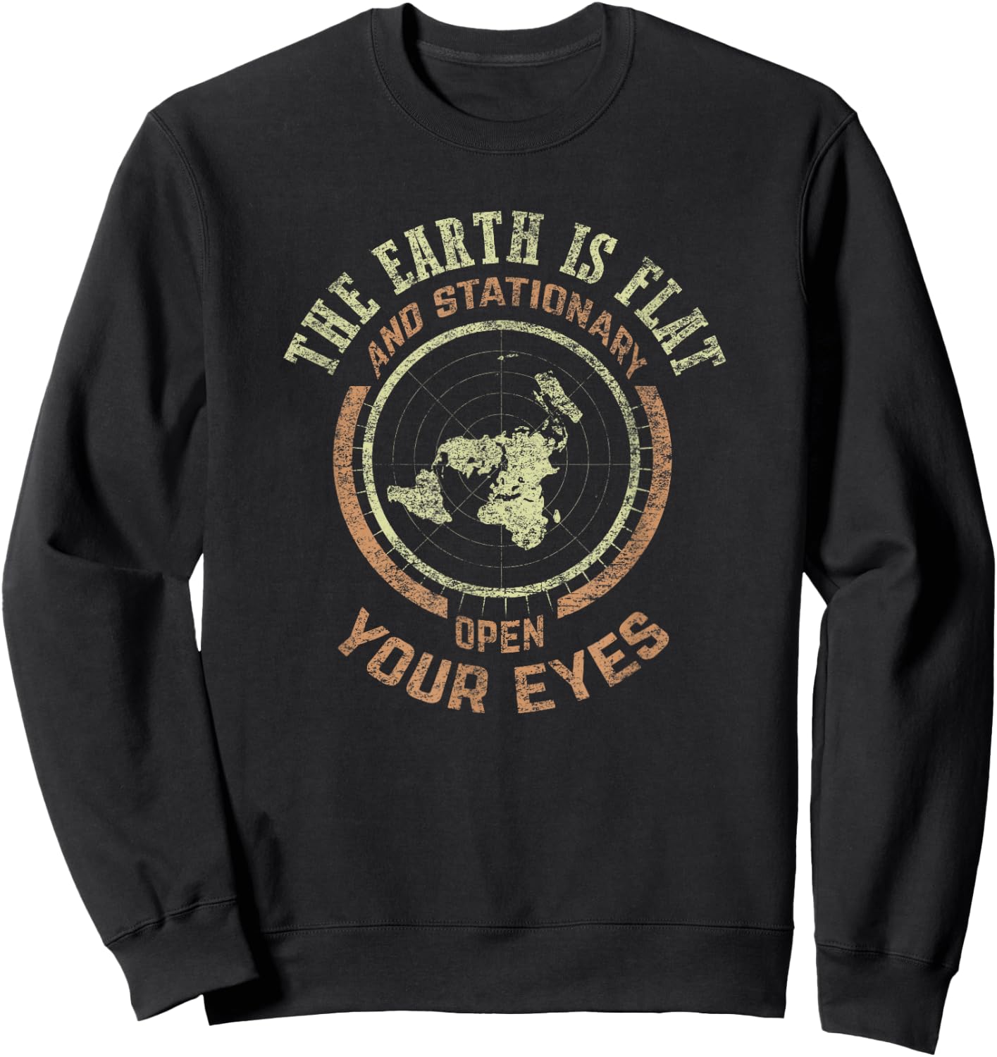 Flat Earth and Stationary Vintage Conspiracy Small Sweatshirt - Sweatshirt | Black