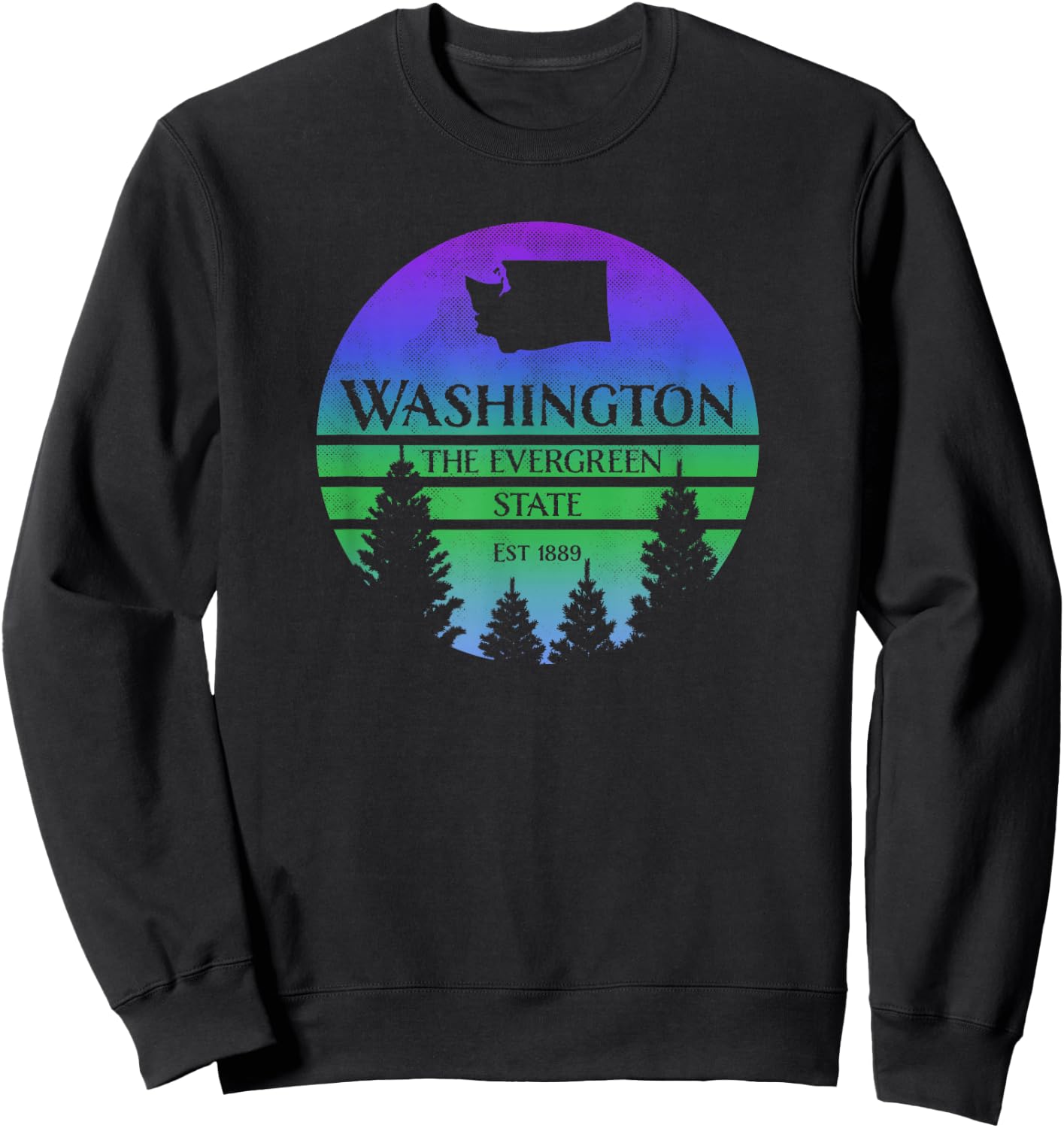 Washington The Evergreen State Silhouette Graphic Sweatshirt - Sweatshirt | Black