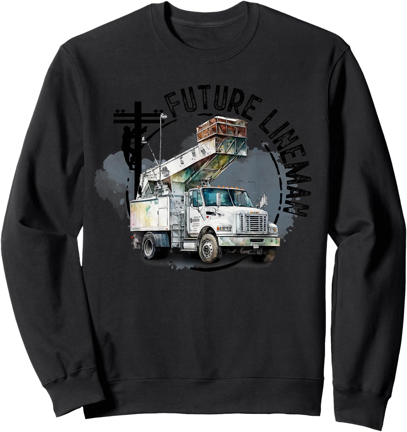 Future Lineman Bucket Truck Kid Future Electric Cable To Be Sweatshirt - Sweatshirt | Black