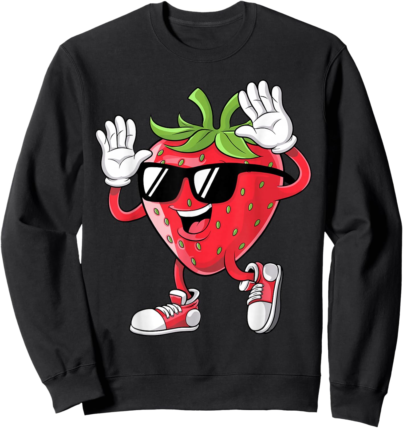 Cool Strawberry Design Women Kids Strawberry Lover Sweatshirt - Sweatshirt | Black