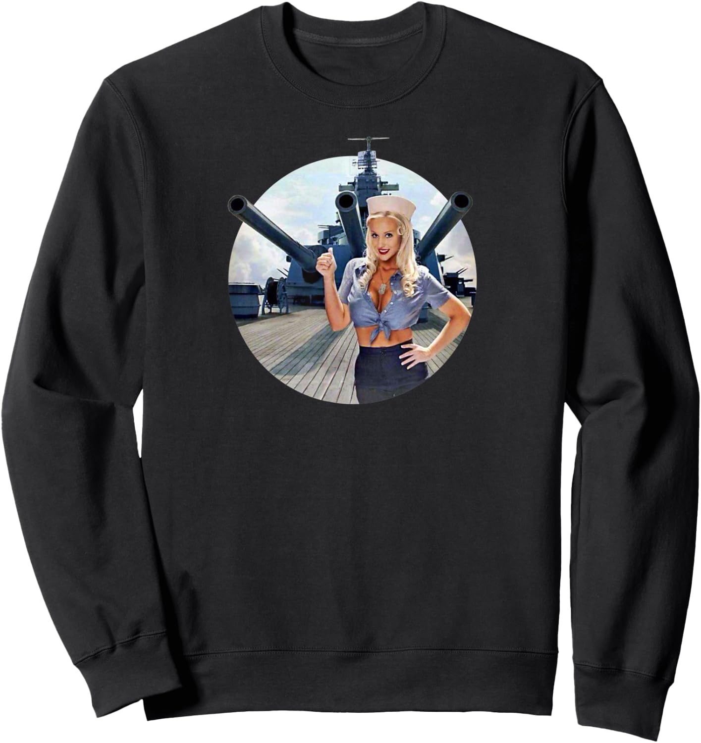 Pinup Girl Navy WW2 Vintage Poster Sweatshirt - Sweatshirt | Black