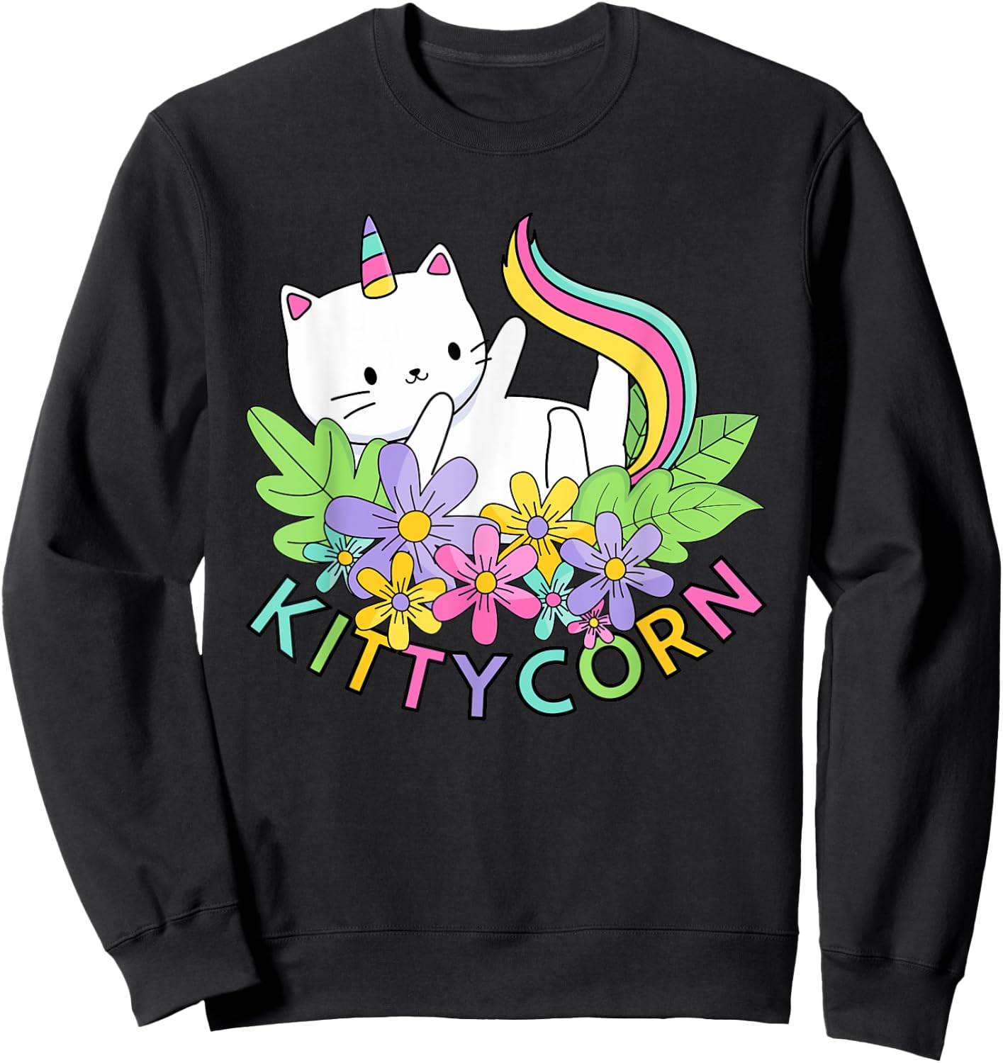 Rainbow Unicorn Cat Kittycorn Sweatshirt - Sweatshirt | Black
