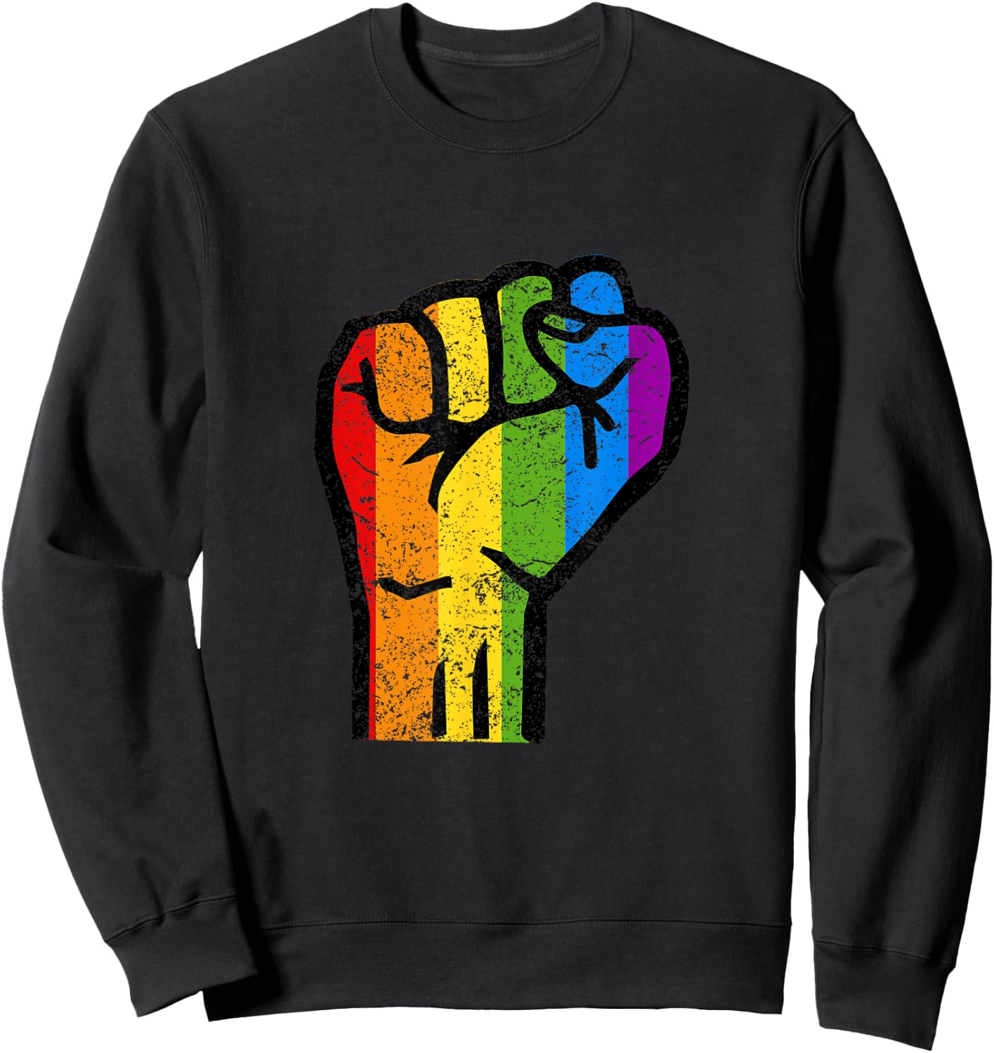 Gay Pride Resist Fist Rainbow Flag LGBTQ Sweatshirt - Sweatshirt | Black