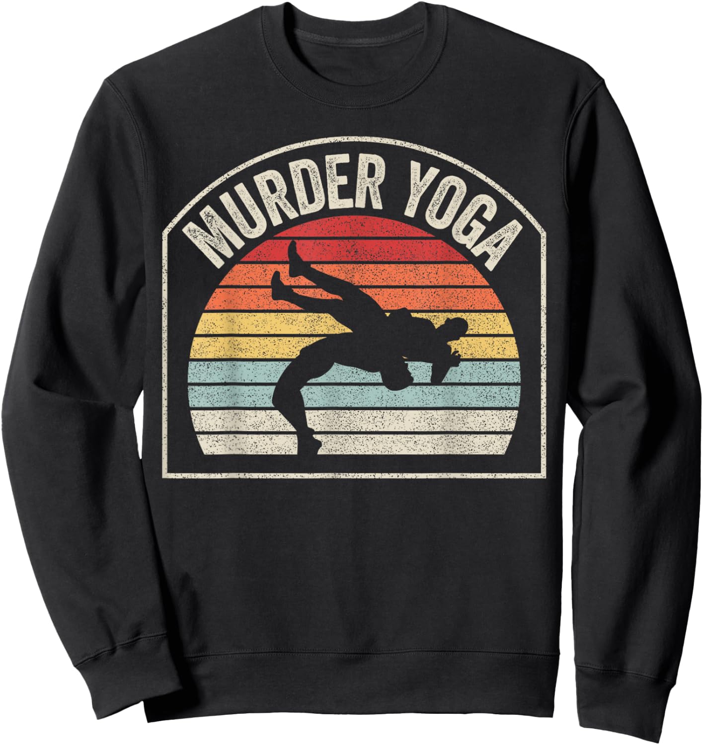 Retro Vintage Wrestling Murder Yoga Sweatshirt - Sweatshirt | Black