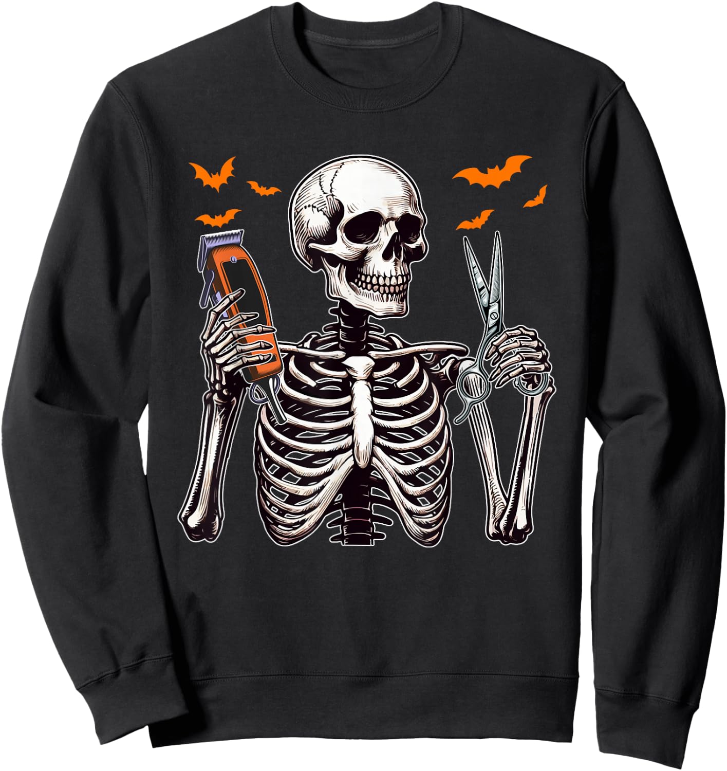 Barber Job Horror Skeleton Halloween Team Costume Parties Sweatshirt - Sweatshirt | Black