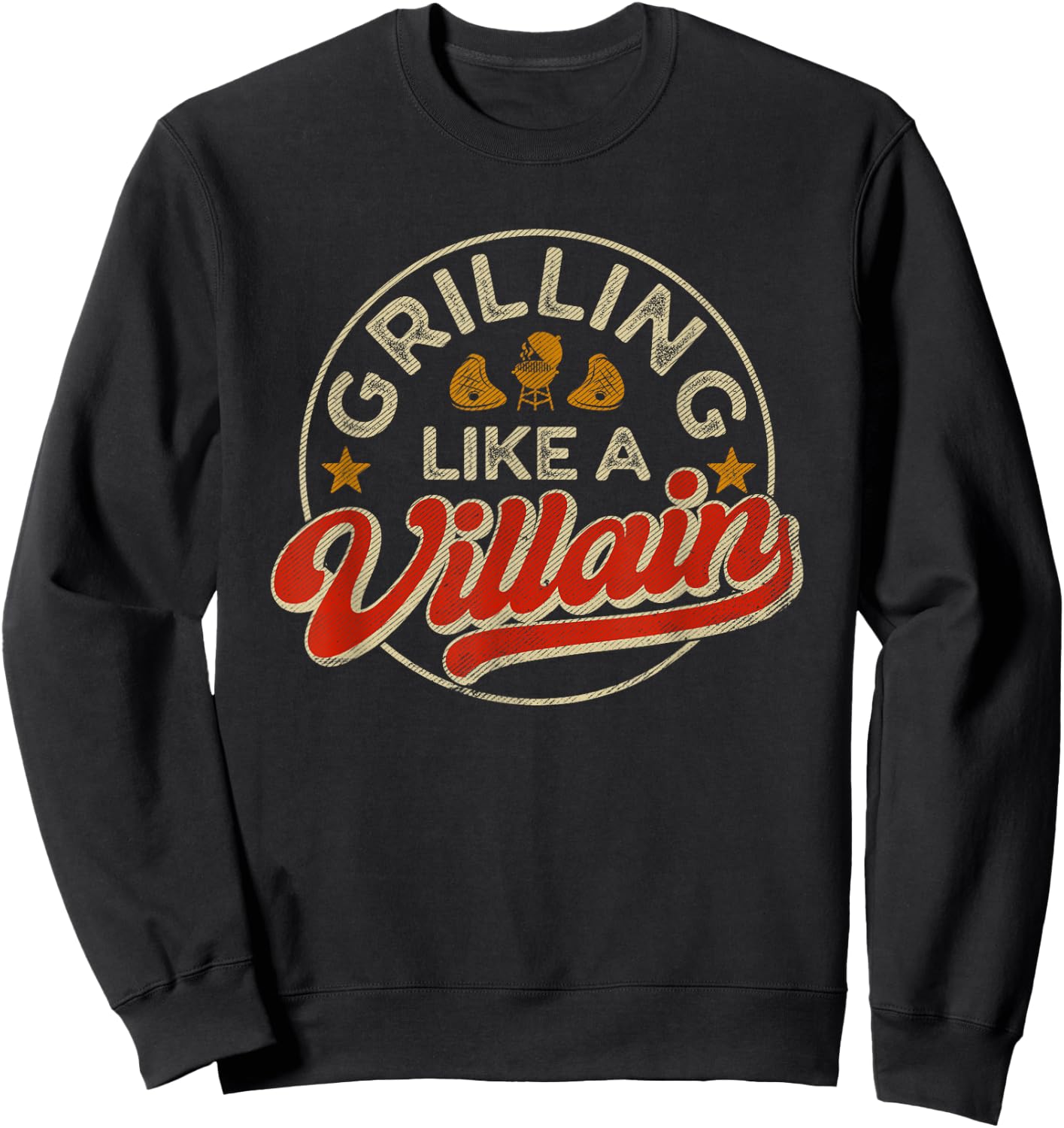 Grilling Like A Villain Funny BBQ Barbecue Griller Sweatshirt - Sweatshirt | Black