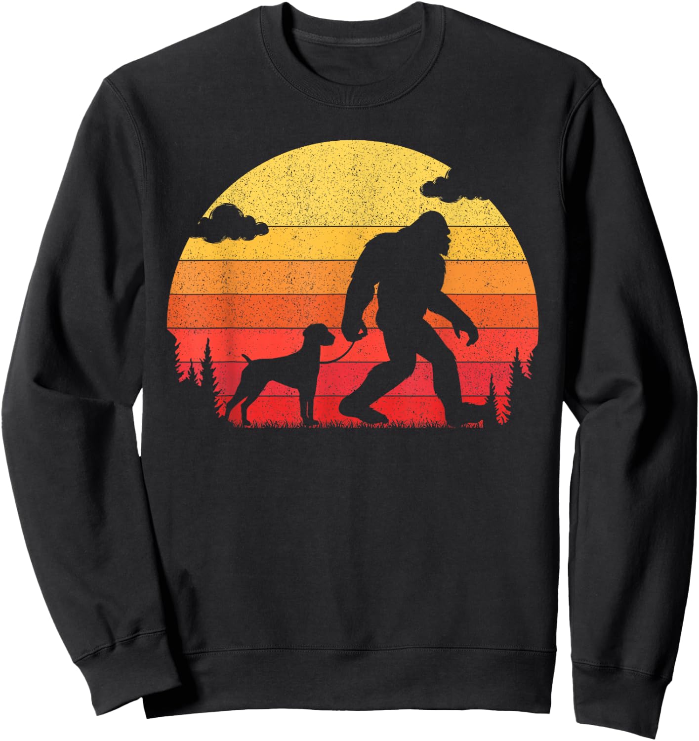 Retro Bigfoot Walking German Shorthaired Pointer Dog Sweatshirt - Sweatshirt | Black