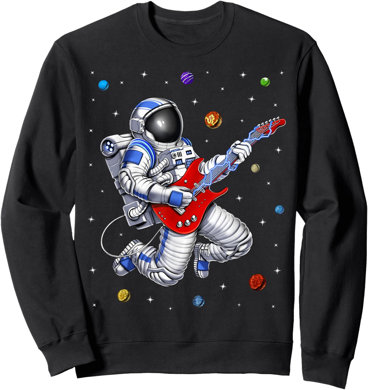 Space Astronaut Playing Electric Guitar Musician Guitarist Sweatshirt - Sweatshirt | Black