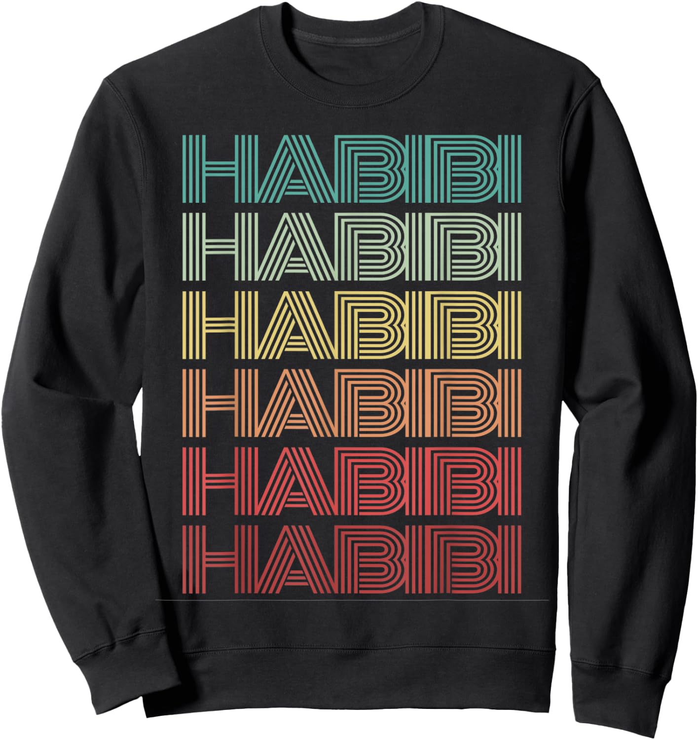 Funny Arabic Word HABIBI Retro Wife Halal Arab Yalla Wedding Sweatshirt - Sweatshirt | Black