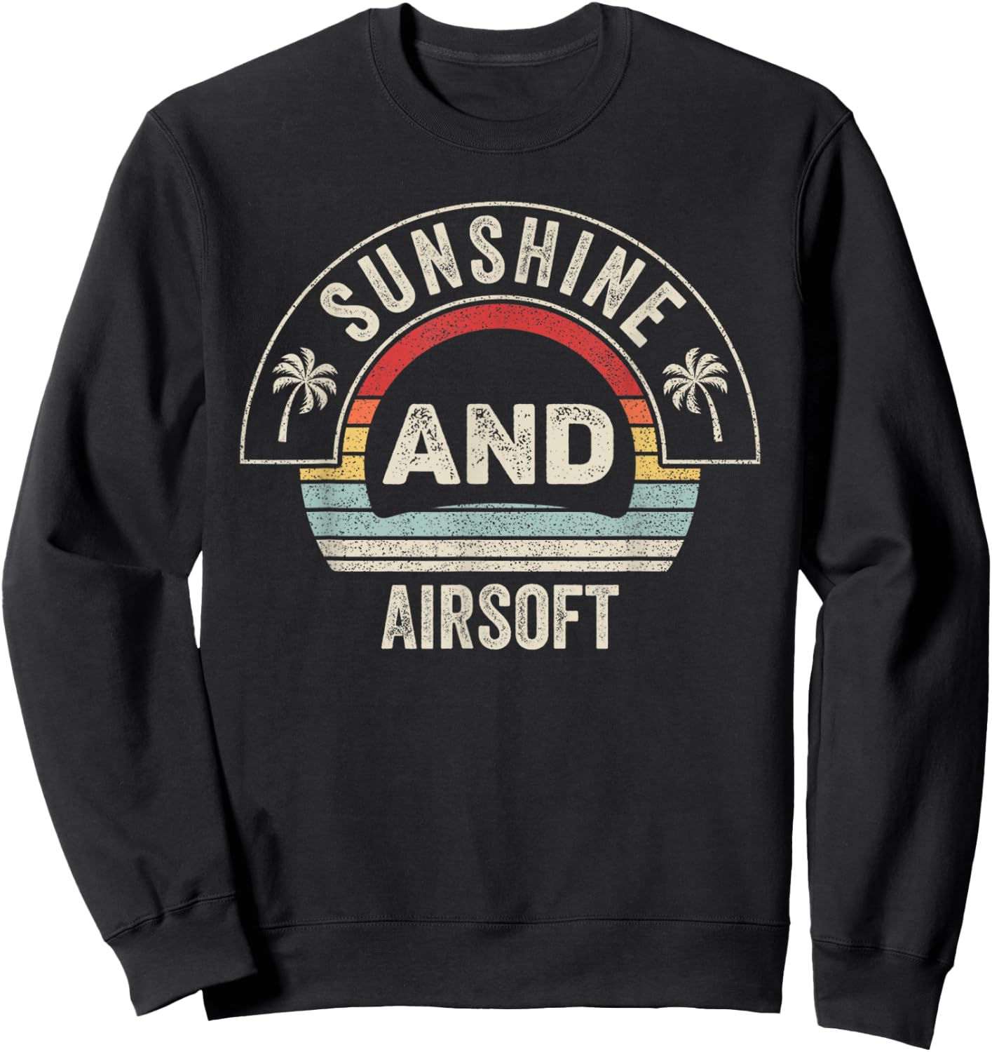 Vintage Retro Sunshine And Airsoft Lover Summer Sweatshirt - Sweatshirt | Black