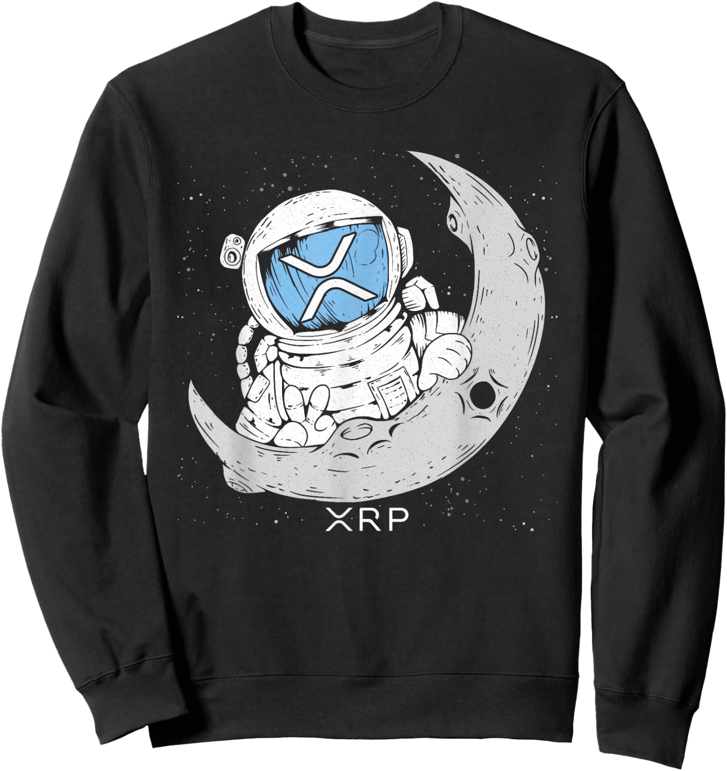 Crypto Meme - XRP Cryptocurrency - Astronaut Moon - XRP Sweatshirt - Sweatshirt | Black