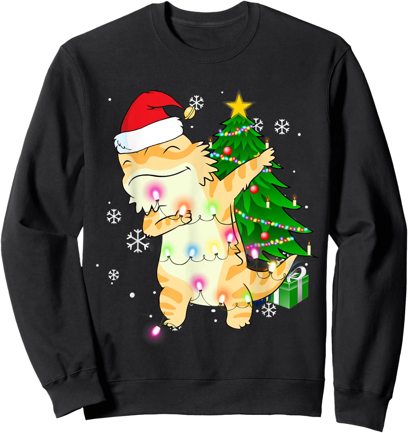 Dabbing Bearded Dragon Christmas Costume Cute Youth Kids Sweatshirt - Sweatshirt | Black