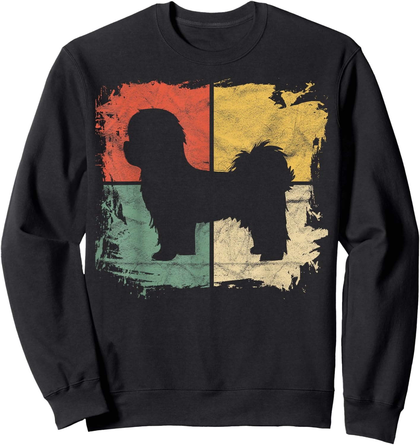 Square Retro Shih Tzu Owner Gift Dog Parents Apparel Dad Mom Sweatshirt - Sweatshirt | Black