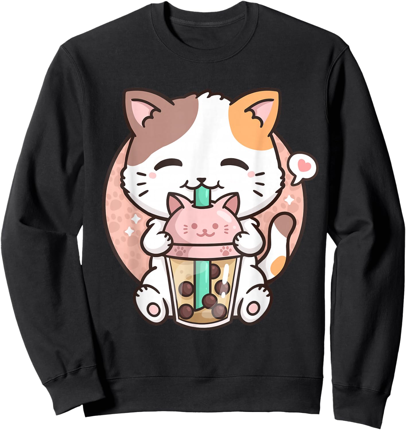 Boba Tea Cat Bubble Tea Cat Milk Tea Kawaii Anime Cat Sweatshirt - Sweatshirt | Black