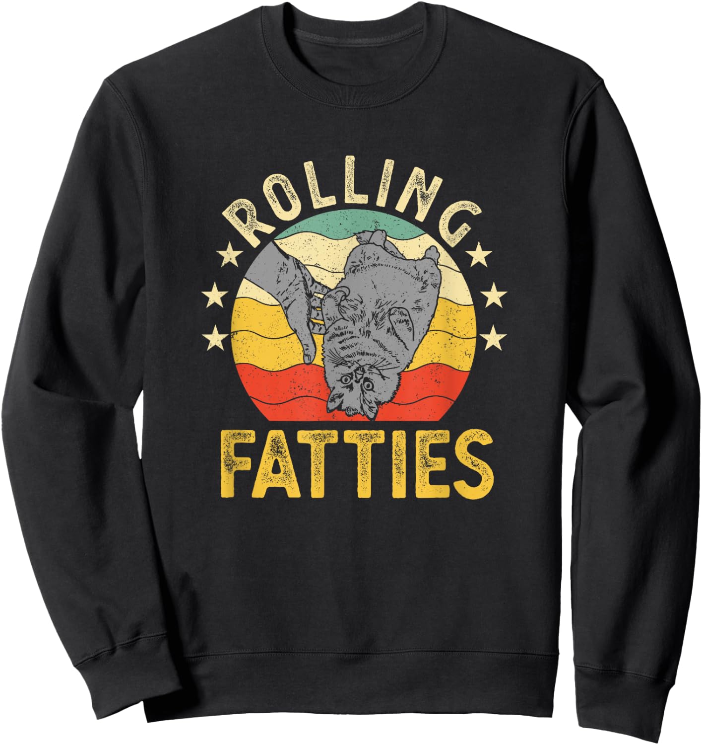 Vintage Rolling Fatties Cat Retro Kitty Kitten Meow Lover Women Sweatshirt - Sweatshirt | Black