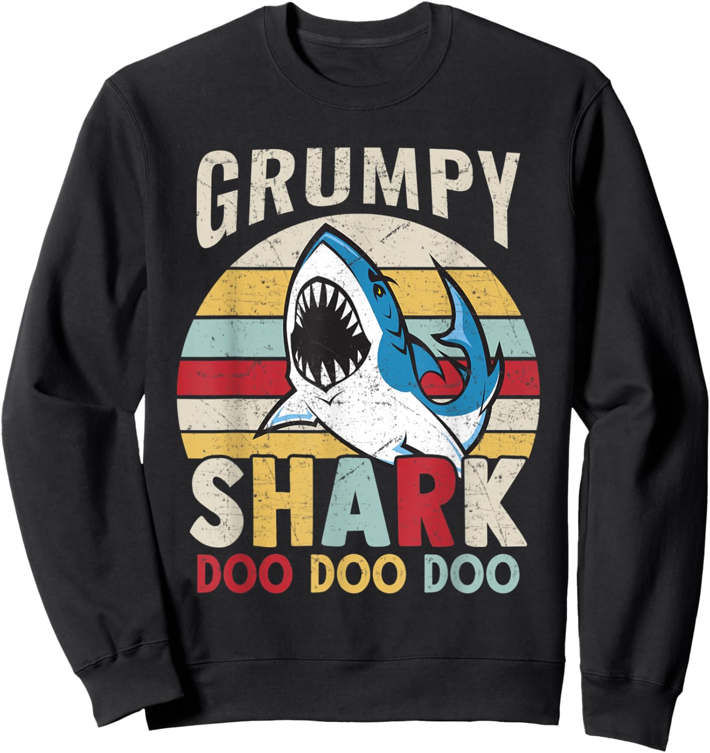 FAMILY 365 Fathers Day Funny Grumpy Shark Grandpa Gift Men Sweatshirt - Sweatshirt | Black