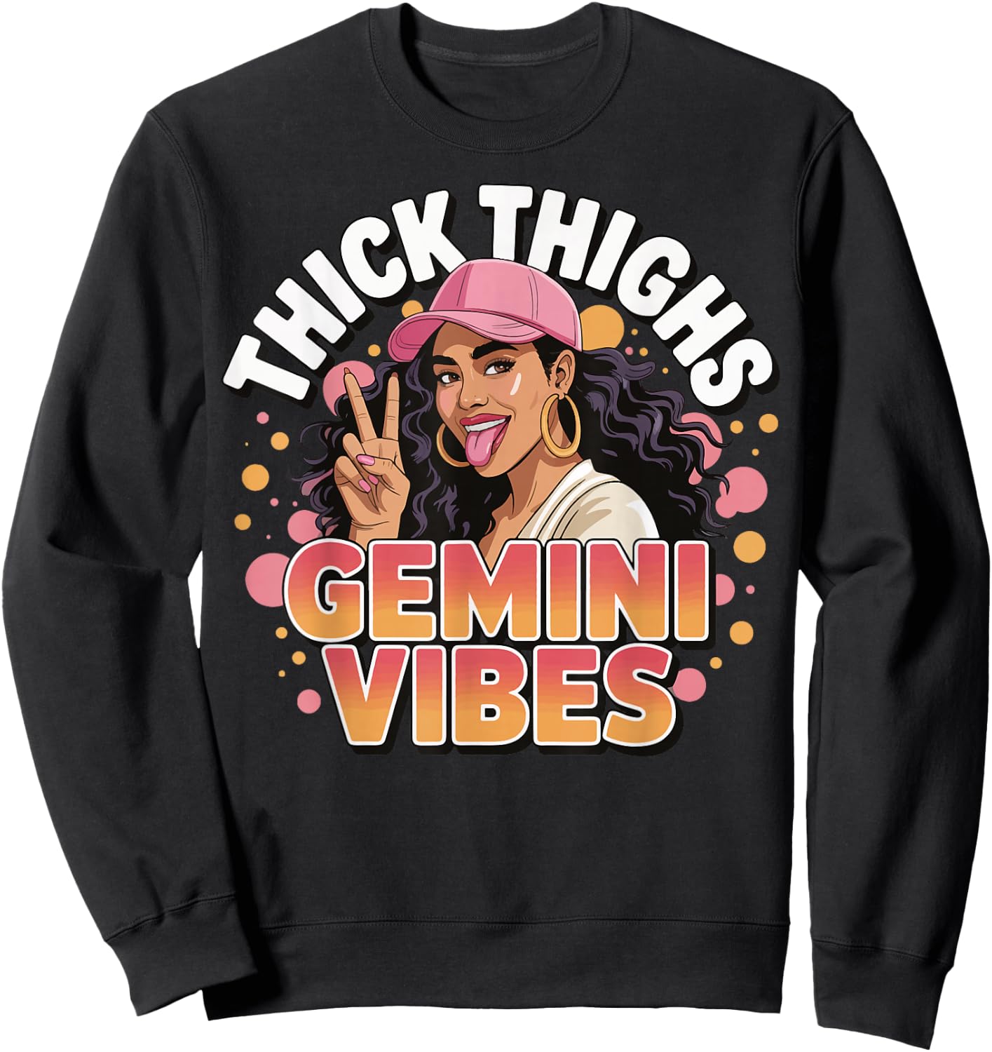 Thick Thighs Gemini Vibes Sweatshirt - Sweatshirt | Black