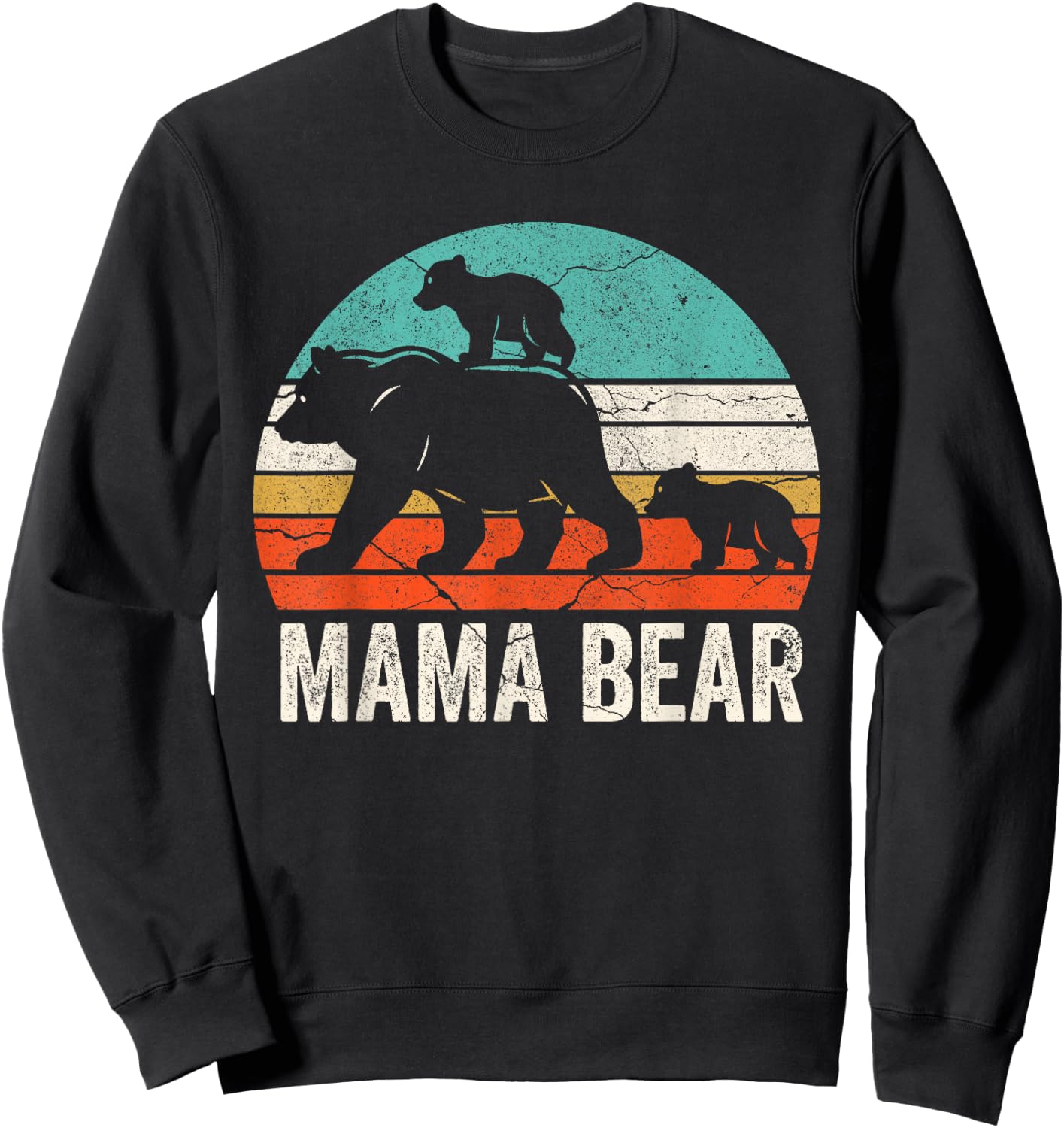 Cute Mama Bear 2 Cubs Shirt Mama Bear Twin Mom 2 Kids Sweatshirt - Sweatshirt | Black