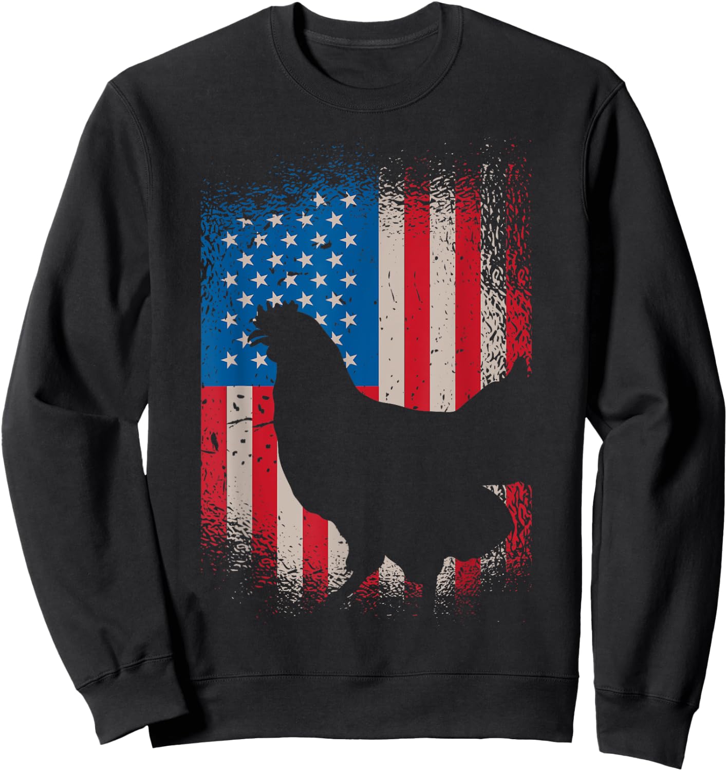 Chicken USA Flag design for Patriotic Farmer Kids Men Sweatshirt - Sweatshirt | Black