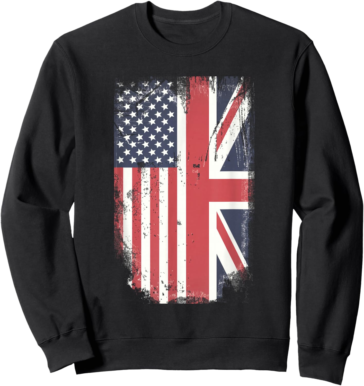 American Flag & British Flag USA UK Stars Stripes Union Jack Sweatshirt - Sweatshirt | Black