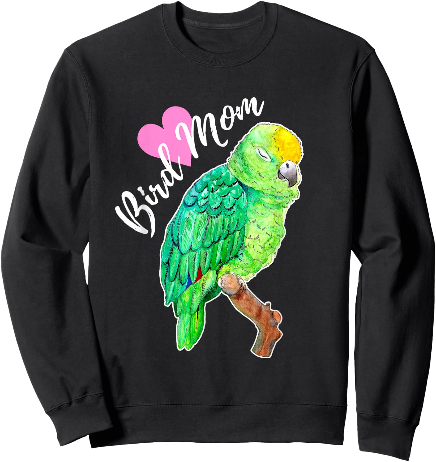 Amazon Parrot Lover Bird Mom Watercolor Sweatshirt - Sweatshirt | Black
