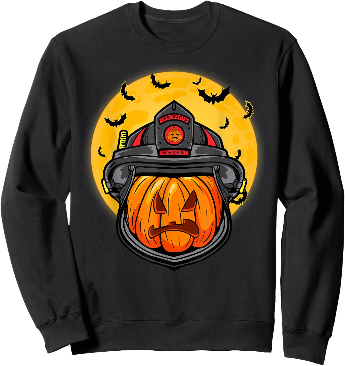 Firefighter Pumpkin Firefighter Halloween Fireman Halloween Sweatshirt - Sweatshirt | Black