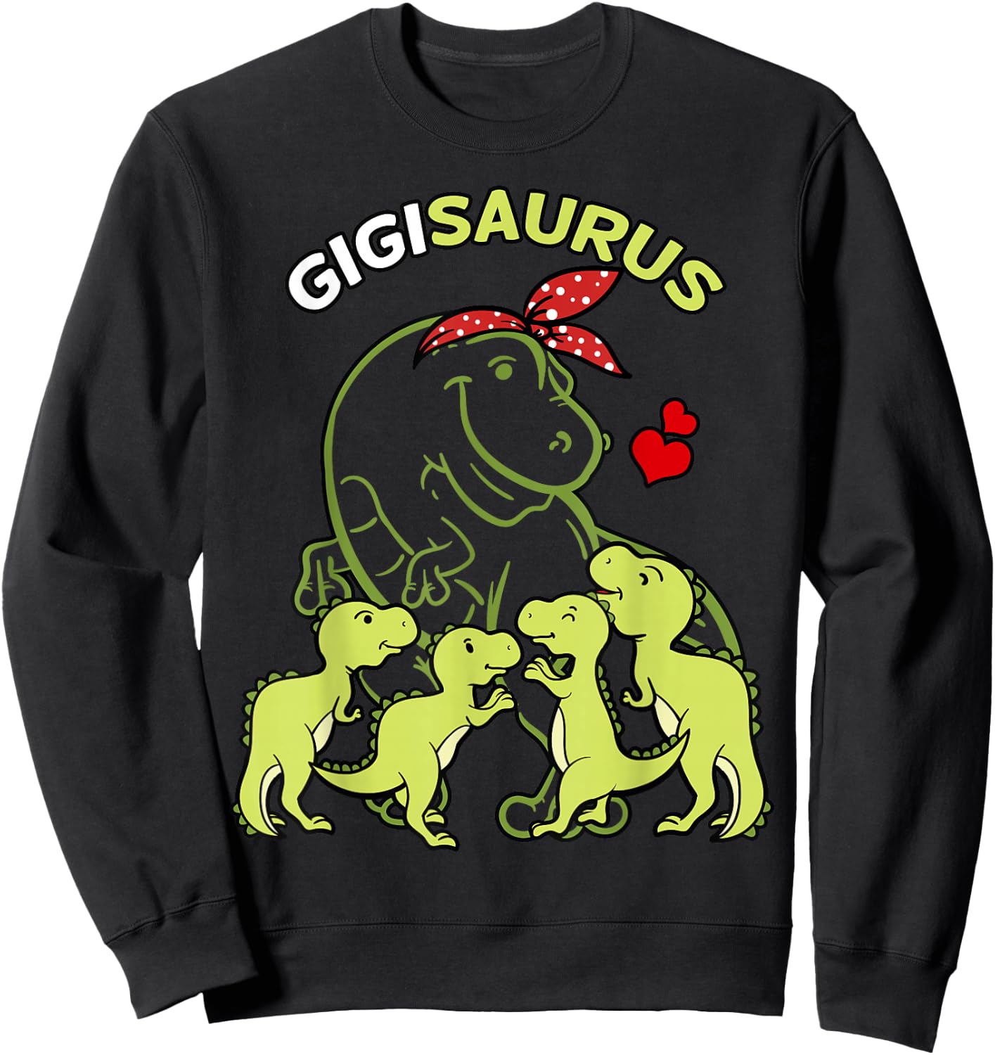 Gigisaurus Gigi 4 Kids Dinosaur Mother's Day Sweatshirt - Sweatshirt | Black