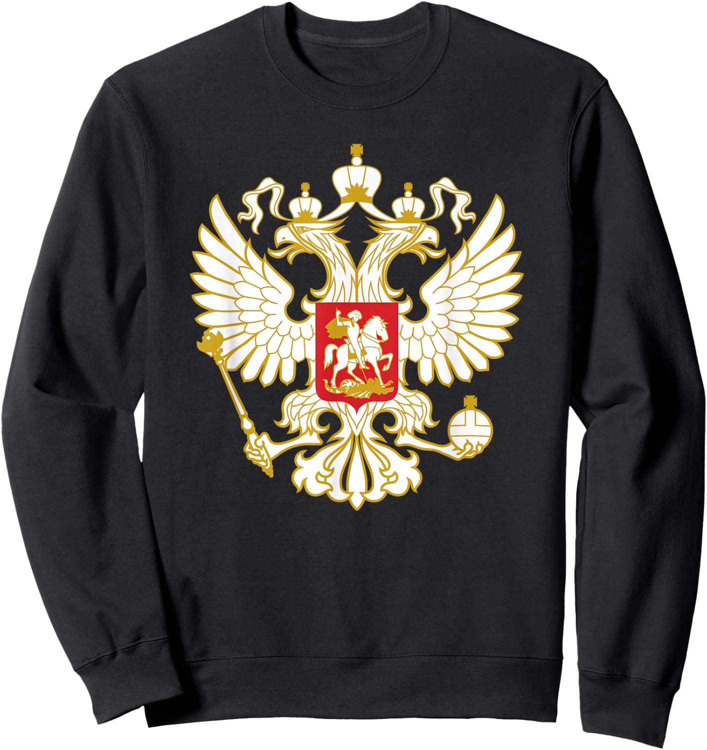 Russian Eagle Coat of Arms Russia Russian Flag Sweatshirt - Sweatshirt | Black