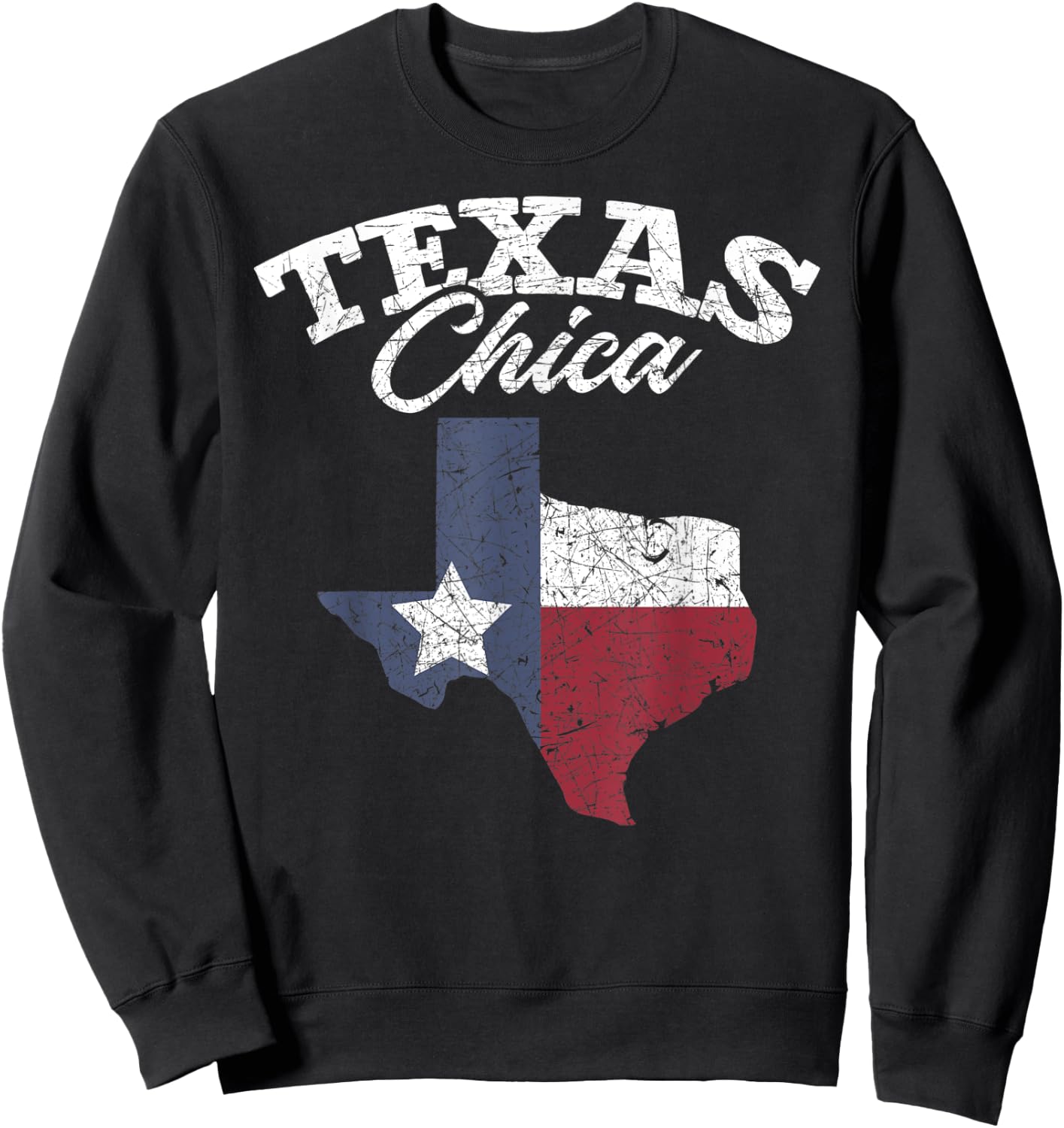 Patriotic Texan Women Girls Texas Chica Texas Flag Texas Sweatshirt - Sweatshirt | Black
