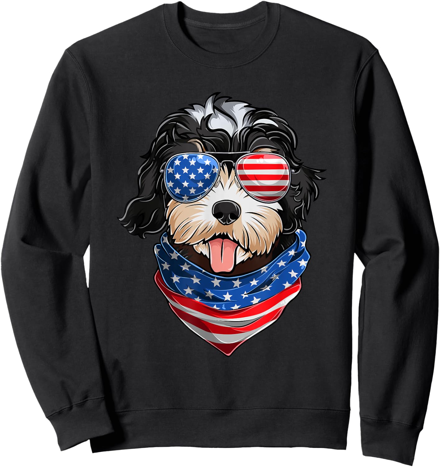 American Flag Golden Doodle Shirts, Fourth Of July Pet Lover Sweatshirt - Sweatshirt | Black