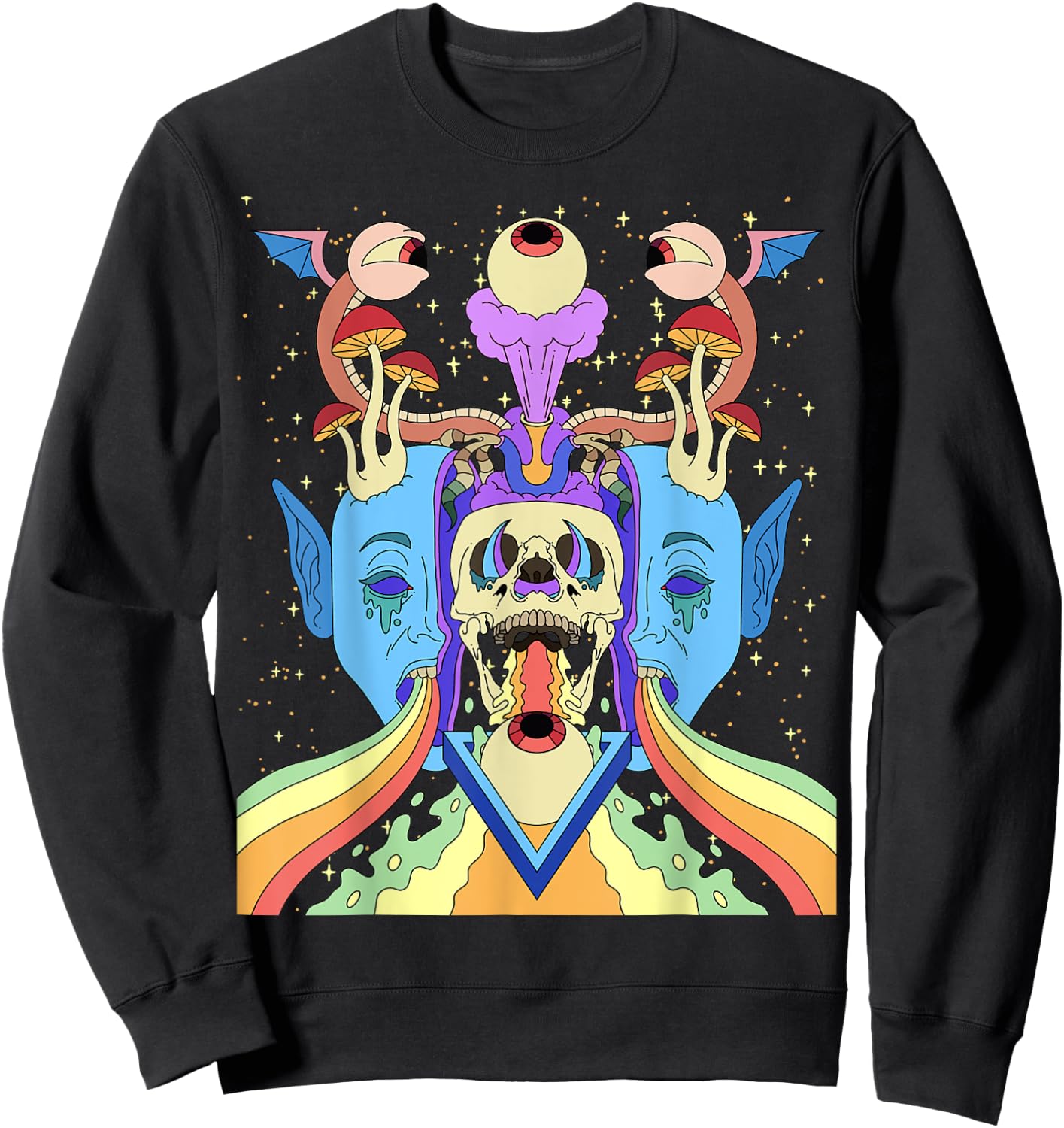 Psychedelic Crazy Abstract Art Sick Colorful Hippie Trippy Sweatshirt - Sweatshirt | Black