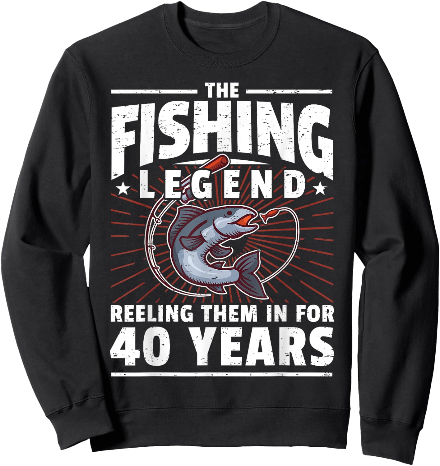 40th Birthday Fishing Legend - 40 Years Angler Sweatshirt - Sweatshirt | Black