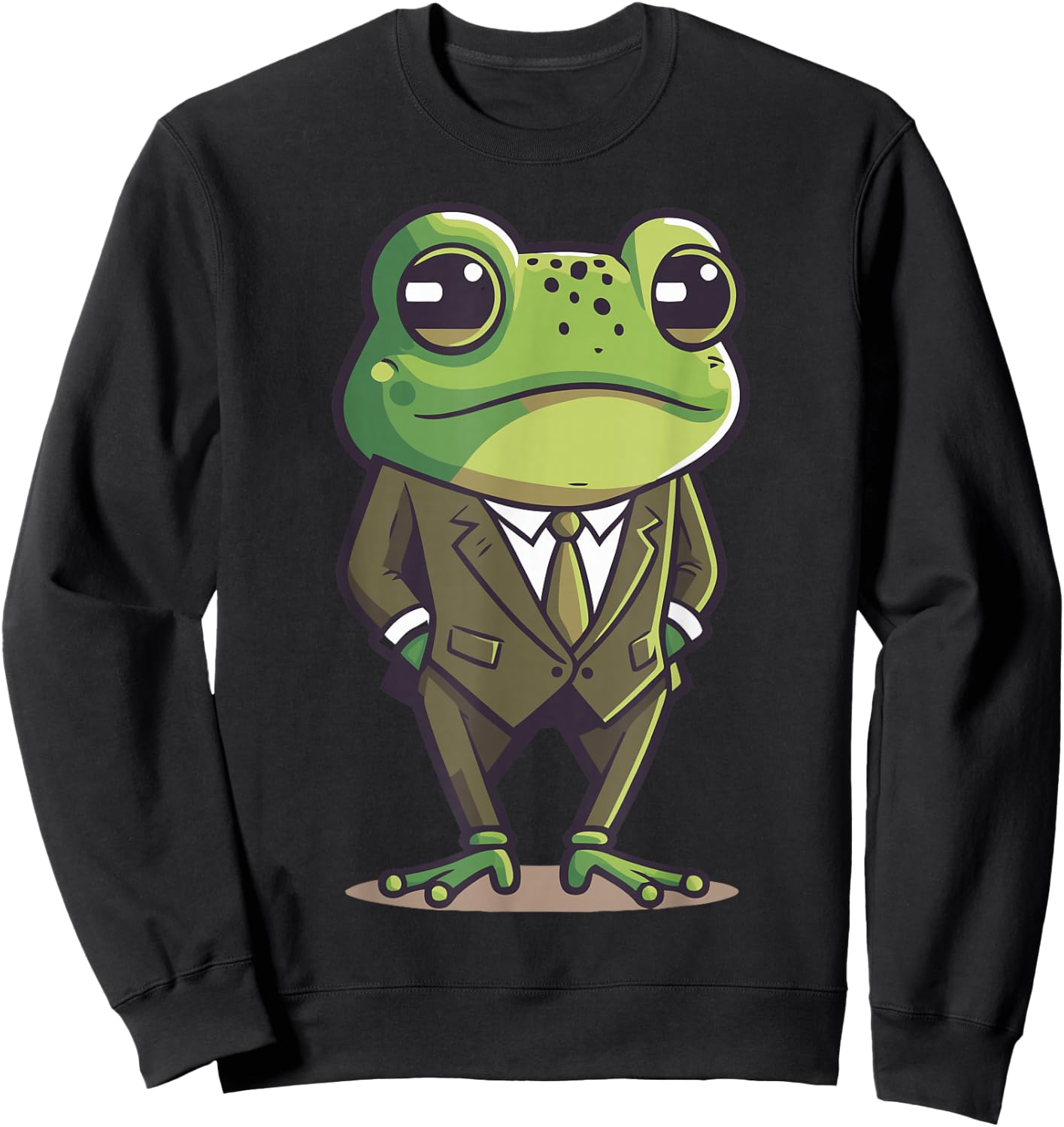 Frog man, mr frog, frog in suit, serious frog, funny frog Sweatshirt - Sweatshirt | Black