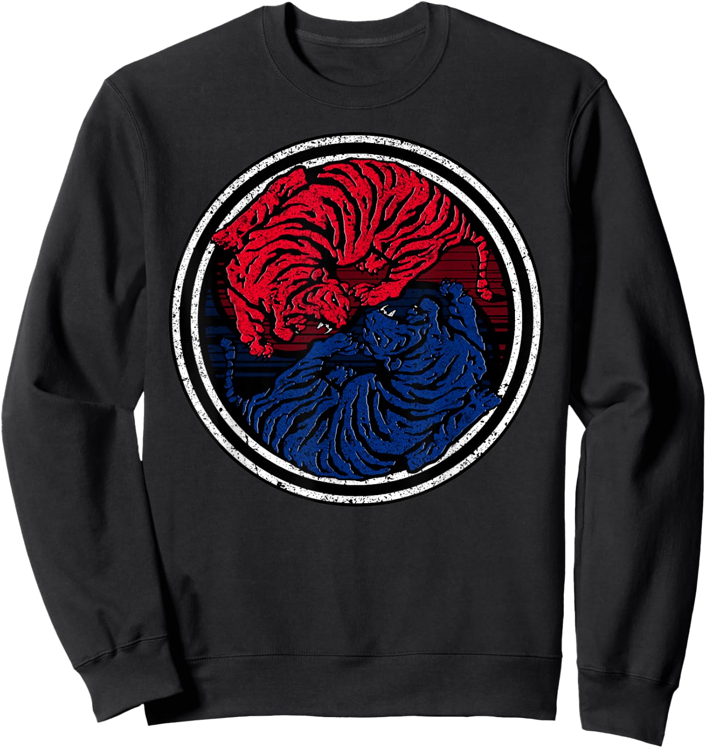Traditional Korean Flag Tiger Taekwondo Sweatshirt - Sweatshirt | Black