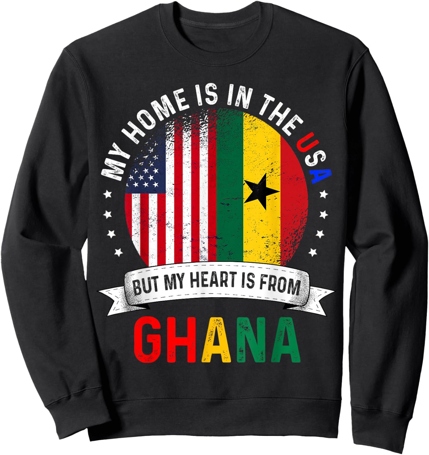 Ghanaian American Patriot Heart is from Ghana Flag Sweatshirt - Sweatshirt | Black