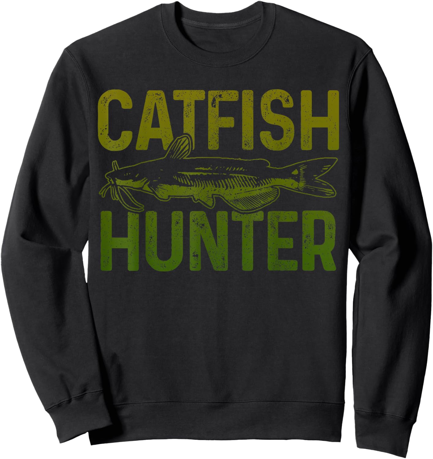 Catfishing Apparel For Catfish Lovers Men's Black Cotton 60% Polyester 40% Modern Classic Small Short Sleeve Catfish Fishing Gift Sweatshirt - Sweatshirt | Black