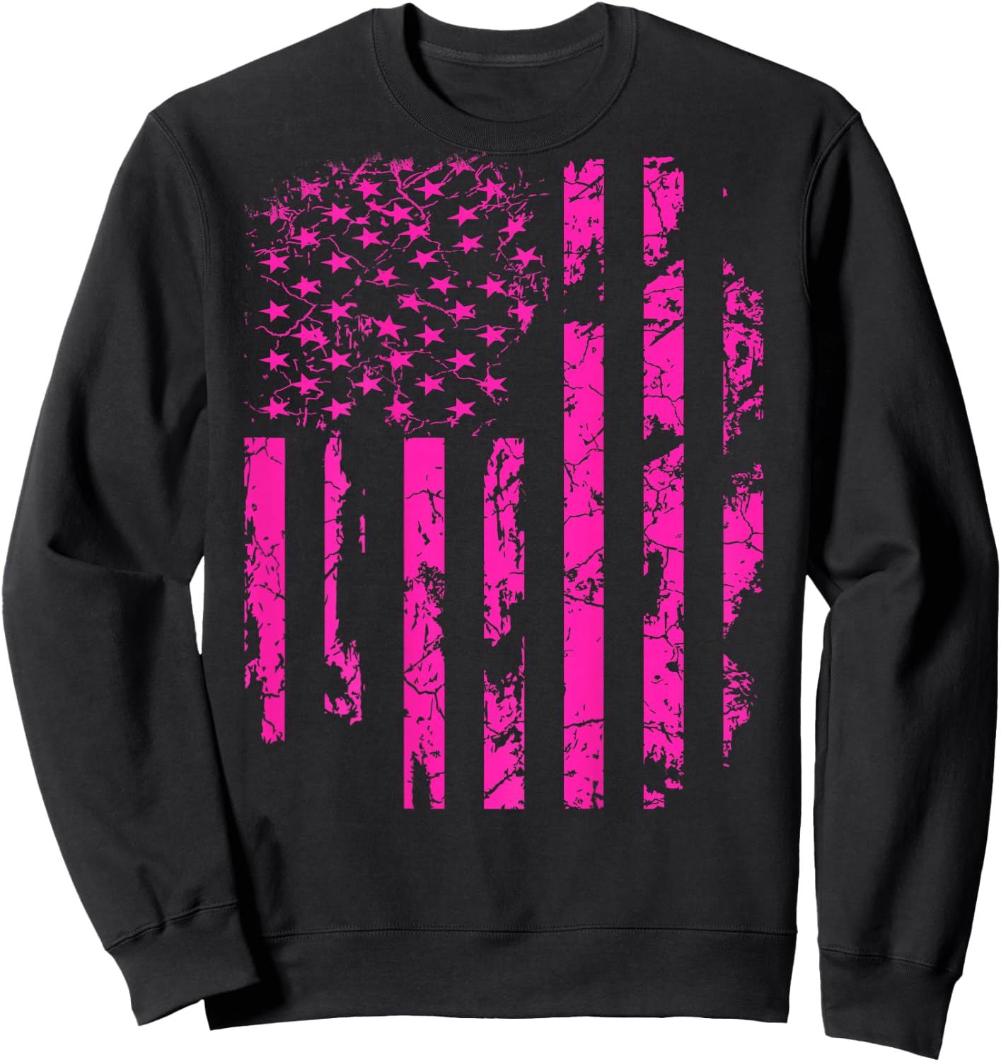 Pink Distressed USA Flag Sweatshirt - Sweatshirt | Black