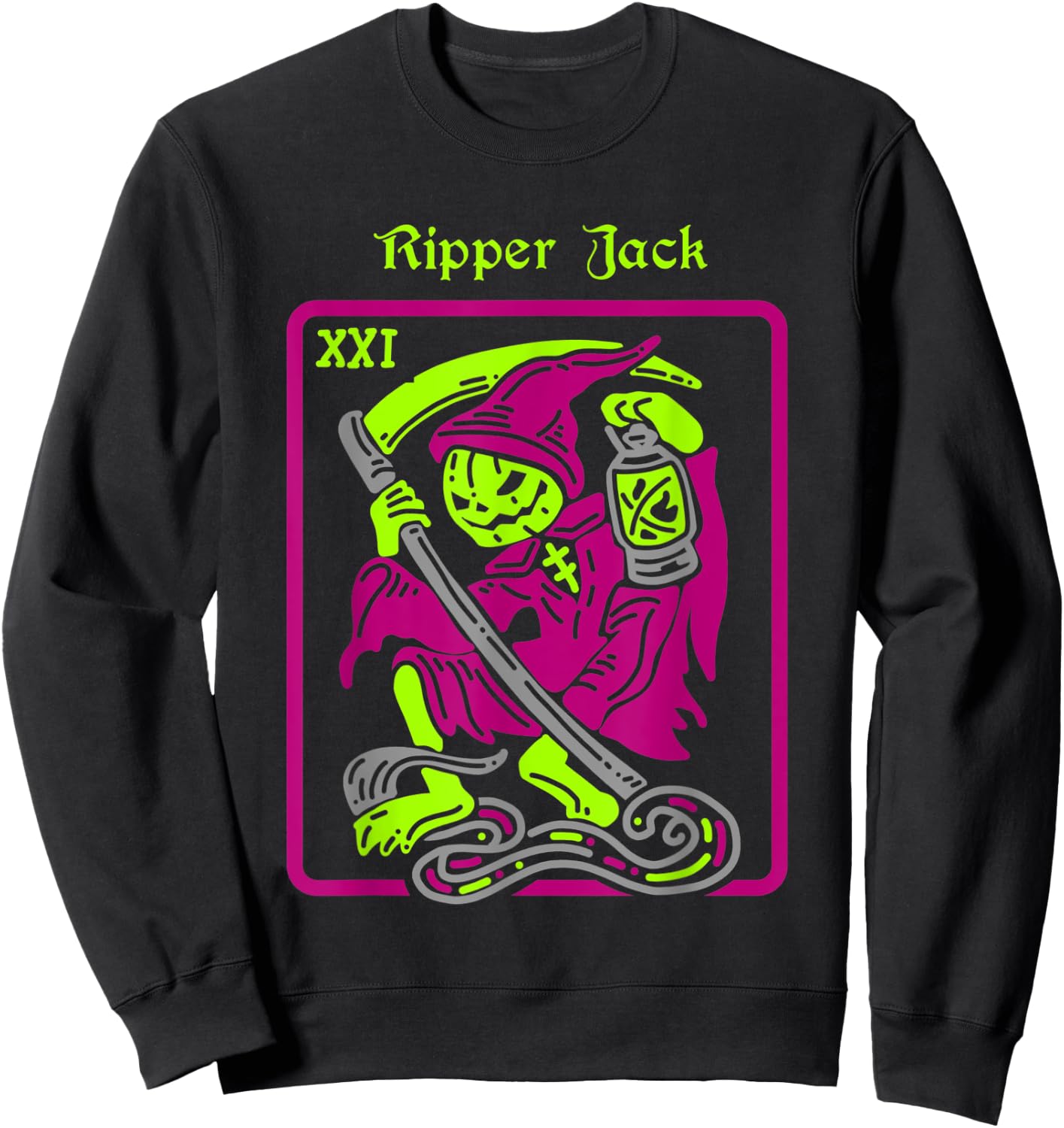 Ripper Jack Tarot Card Halloween Occult Decor Men Women Sweatshirt - Sweatshirt | Black