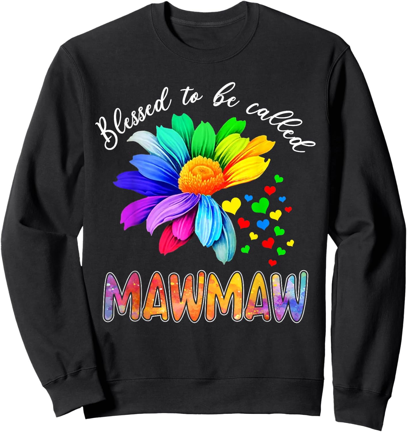 Blessed To Be Called Mawmaw Shirt Sunflower Rainbow Lovers Sweatshirt - Sweatshirt | Black