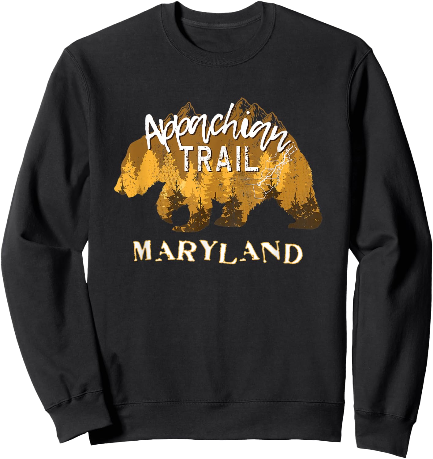 Maryland Appalachian Trail Hiking Outdoor Backpacking Hiker Sweatshirt - Sweatshirt | Black