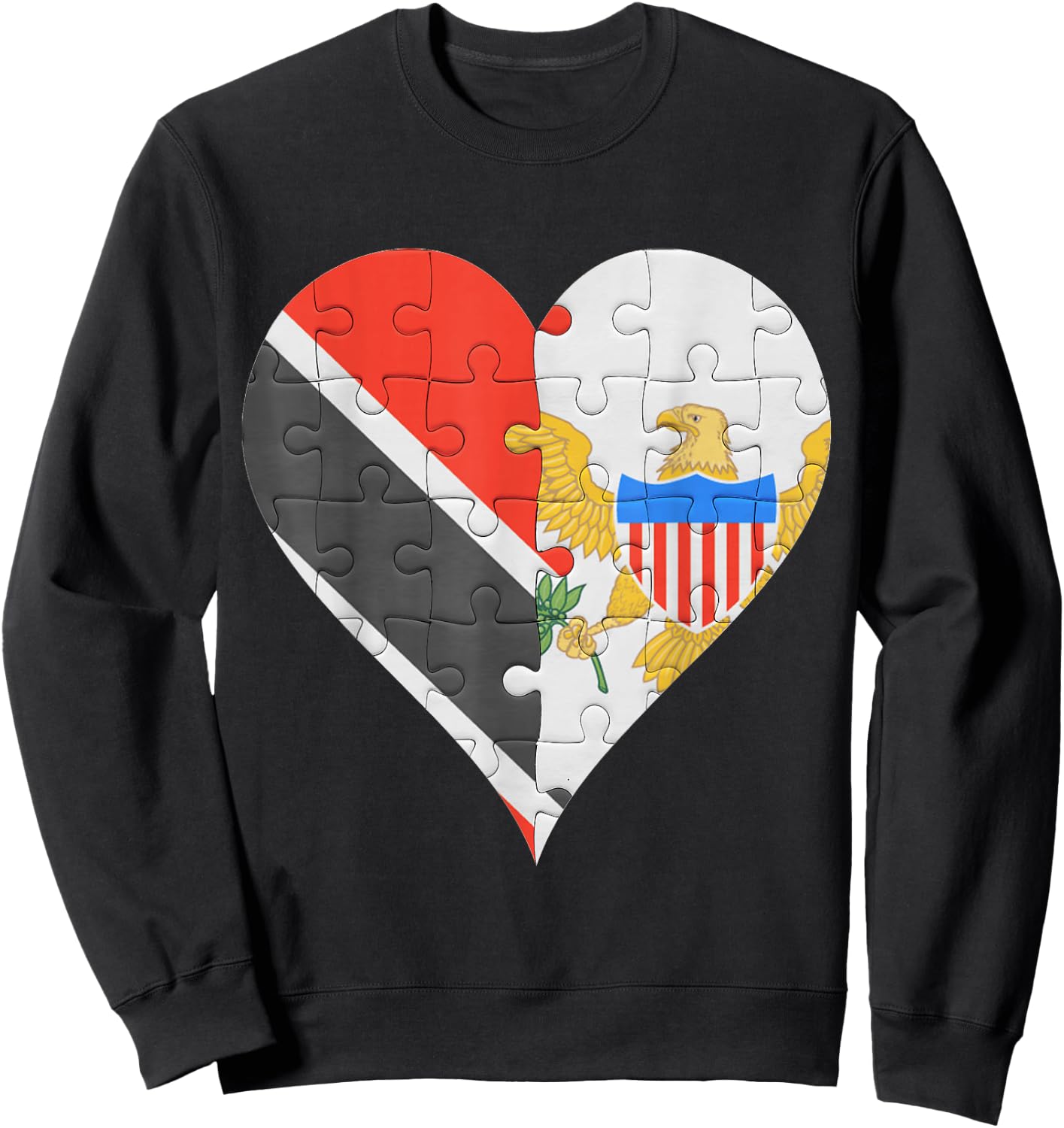 Trinidadian And Tobagoan Virgin Islander Flag Heart Sweatshirt - Sweatshirt | Black