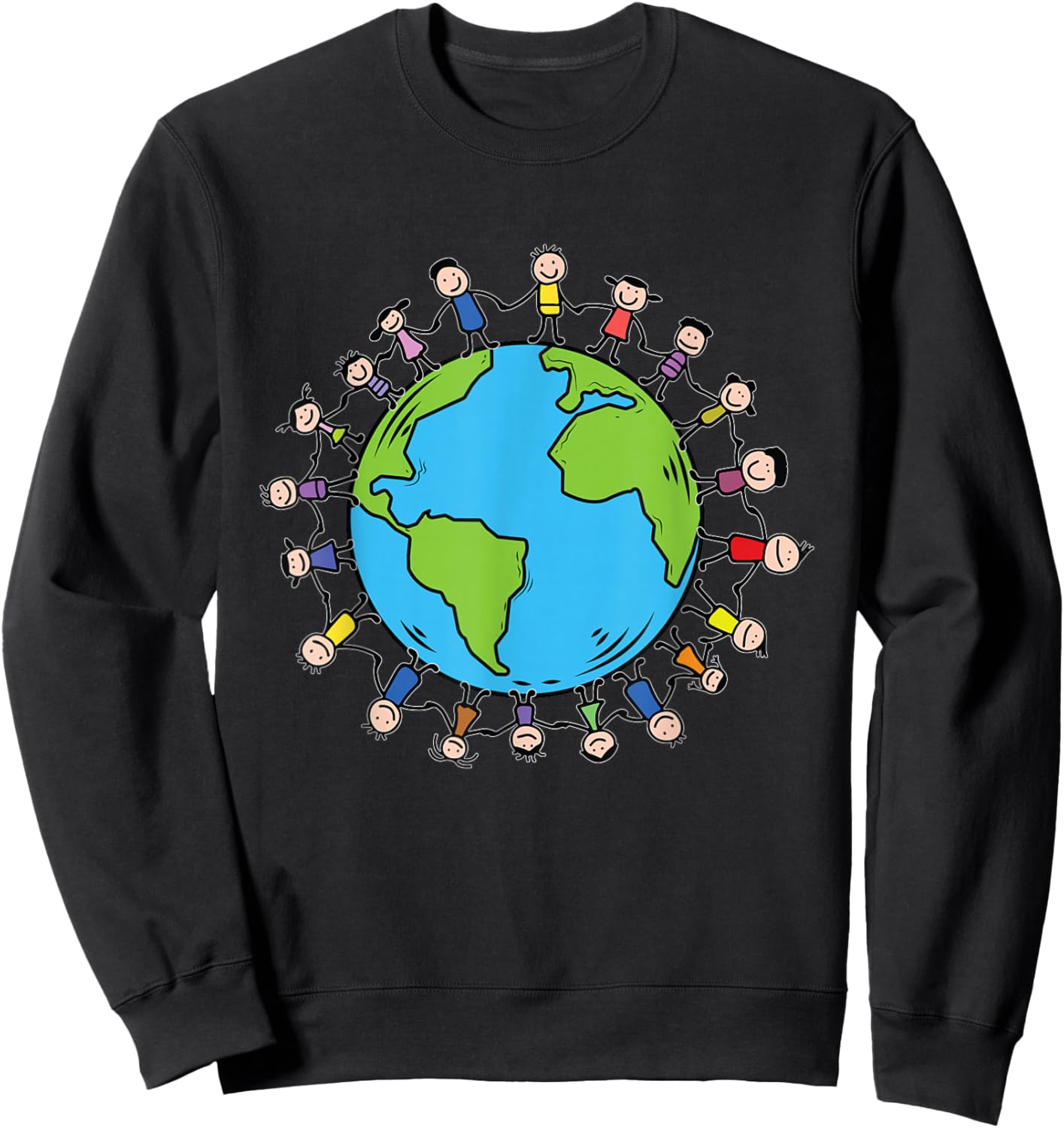 Earth Day With Happy Children Around the World - Save Earth Sweatshirt - Sweatshirt | Black