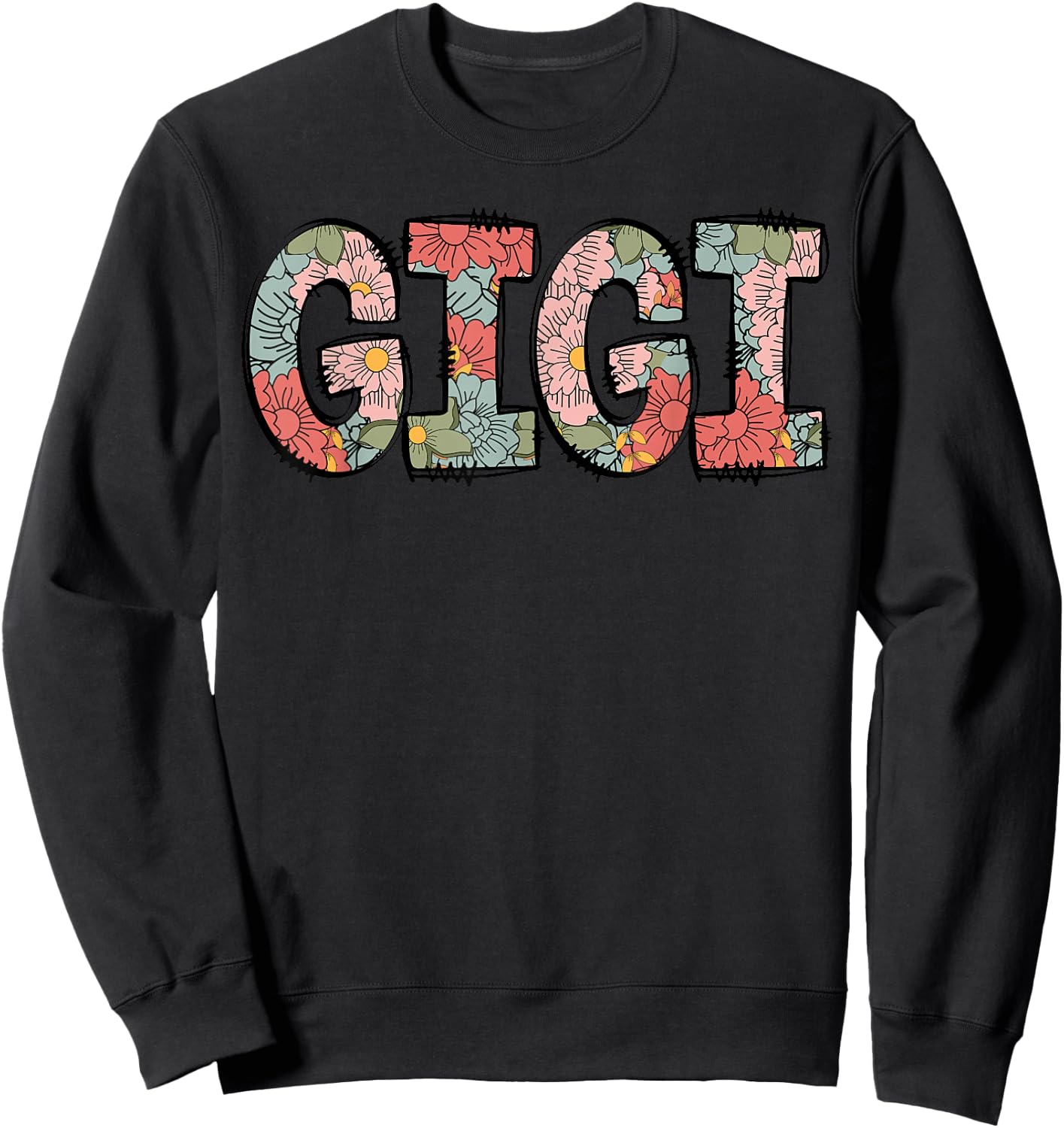 Retro Gigi Colourful Flowers Groovy Daisy Flower Sweatshirt - Sweatshirt | Black