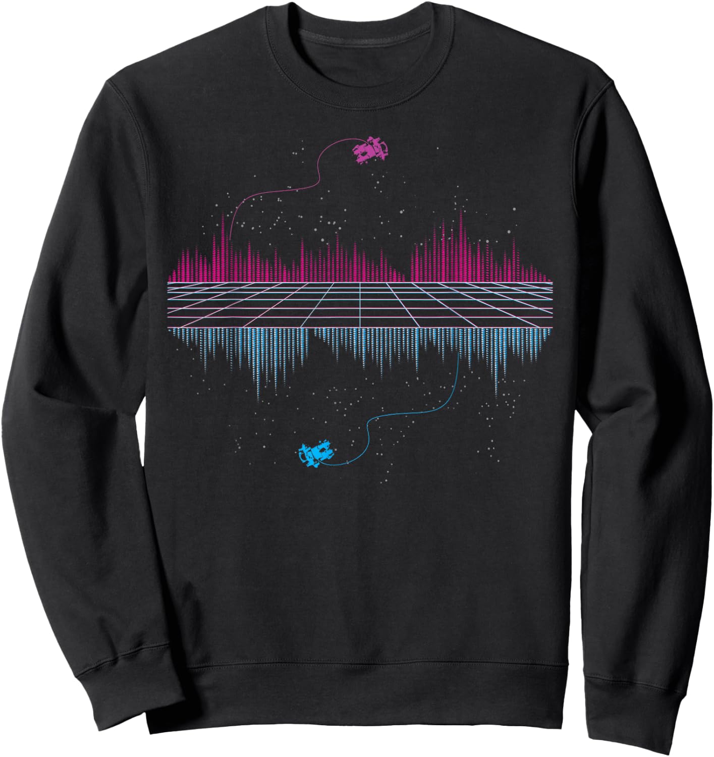Outrun Synthwave Soundwave Vaporwave aesthetic Sweatshirt - Sweatshirt | Black