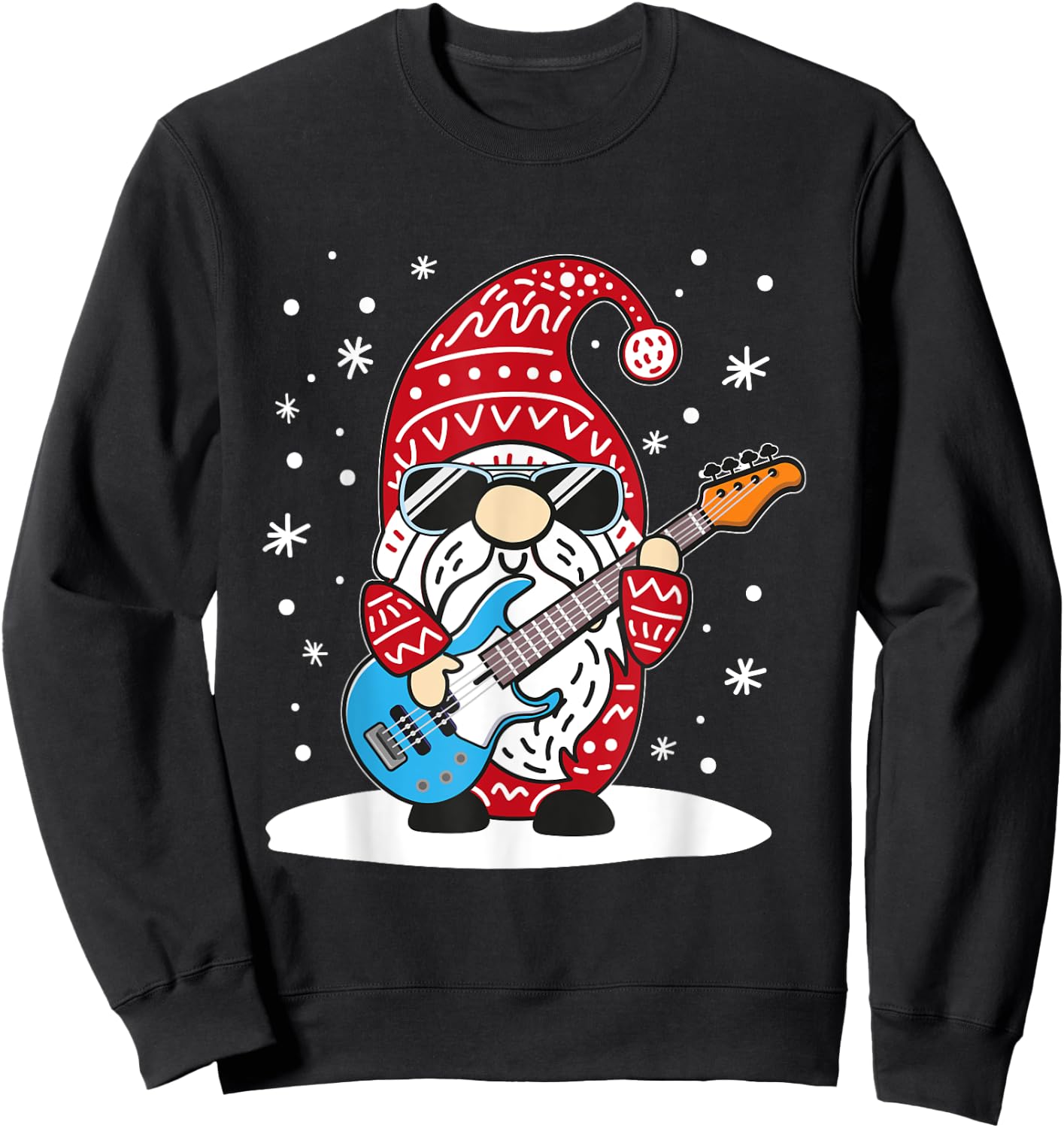 Christmas Bass Guitar Gnome Bass Player Music Lover Musician Sweatshirt - Sweatshirt | Black